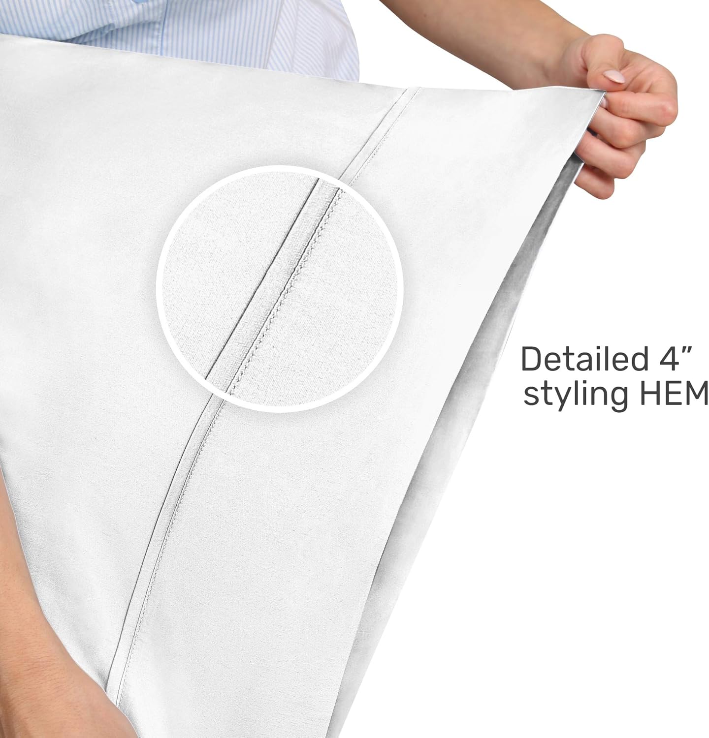 400 Thread Count 100% Cotton Pillow Cases, Pure White Standard Pillowcase Set of 2, Long-Staple Combed Pure Natural Cotton Pillows for Sleeping, Soft & Silky Sateen Weave Bed Pillow Covers: Home & Kitchen