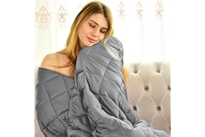 WONAP Weighted Blanket - 100% Bamboo Viscose - 20 lbs 60"x80" Queen Size for Individuals - Natural Cooling Bamboo with Premium Glass Beads - Cool Heavy Blanket for Adults - Grey