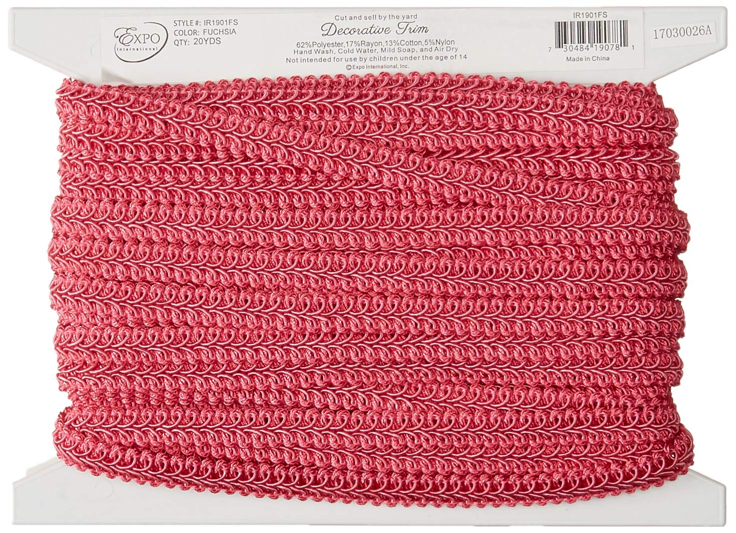 Trims by the Yard Trim, Cotton, Fuchsia, 20 Yard Cut