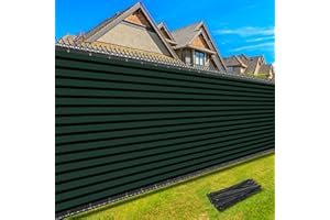 Kesfitt Fence Privacy Screen,6X50FT Heavy Duty Fence Covering Privacy with Straps & Brass Grommets, 170GSM 90% Privacy Blockage Mesh Shade Net for Balcony Yard Outdoor Pool