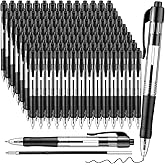 Fulmoon 100 Pcs Gel Ink Pens Retractable Ballpoint Medium Point 1.0 mm Ballpoint Smooth Writing Click Pens for Journal Writing Office Home(Black Ink)