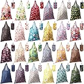 Paterr 24 Pcs Foldable Reusable Shopping Bag Recycle Travel Grocery Bag Fold to Pocket Tote Bulk for Daily Supplies Load