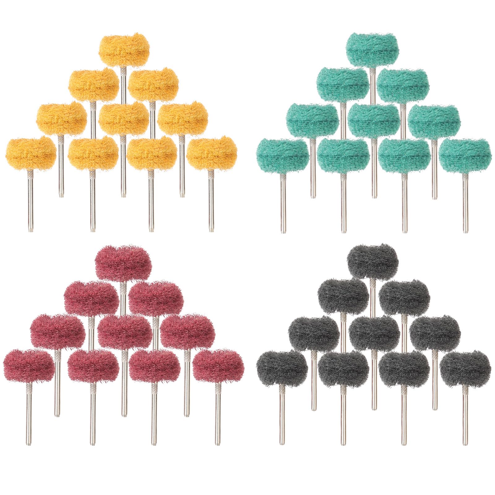 Photo 1 of 40 PCS Double-Layer Buffing Pads, Multi-Grit Abrasive Wheels (80/150/240/400) for Dremel & Drill | Yellow, Green, Red, Black Polishing Discs Kit