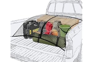 Zelvot Cargo Net for Pickup Truck Bed, 2 in 1 Truck Bed Net Tailgate Storage Truck Cargo Net, 4.3' x 4' Stretches to 8.6' x 8' Pickup Truck Bed Net Organizer Suitable for Daily Light Loads of Trucks