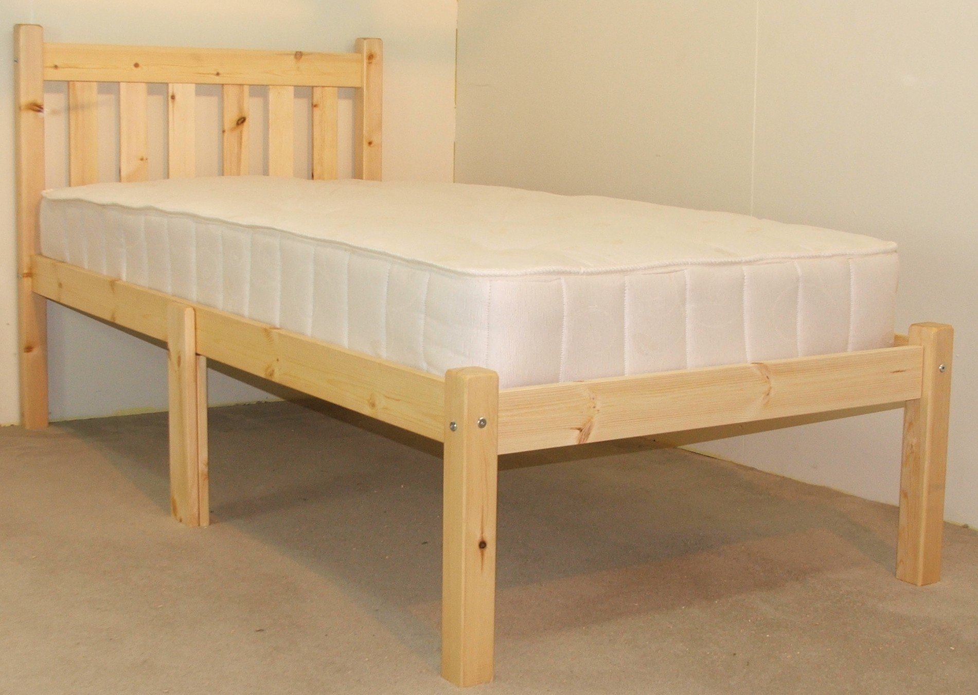 STRICTLY BEDS&BUNKS Amelia Pine Bed Frame with Sprung Mattress (15 cm), 3ft Single