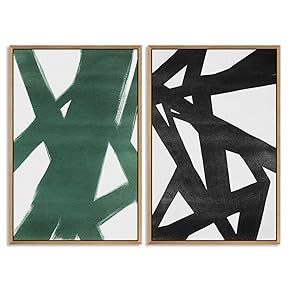 SIGNWIN Framed Wall Art Print Set Intersecting Lines...