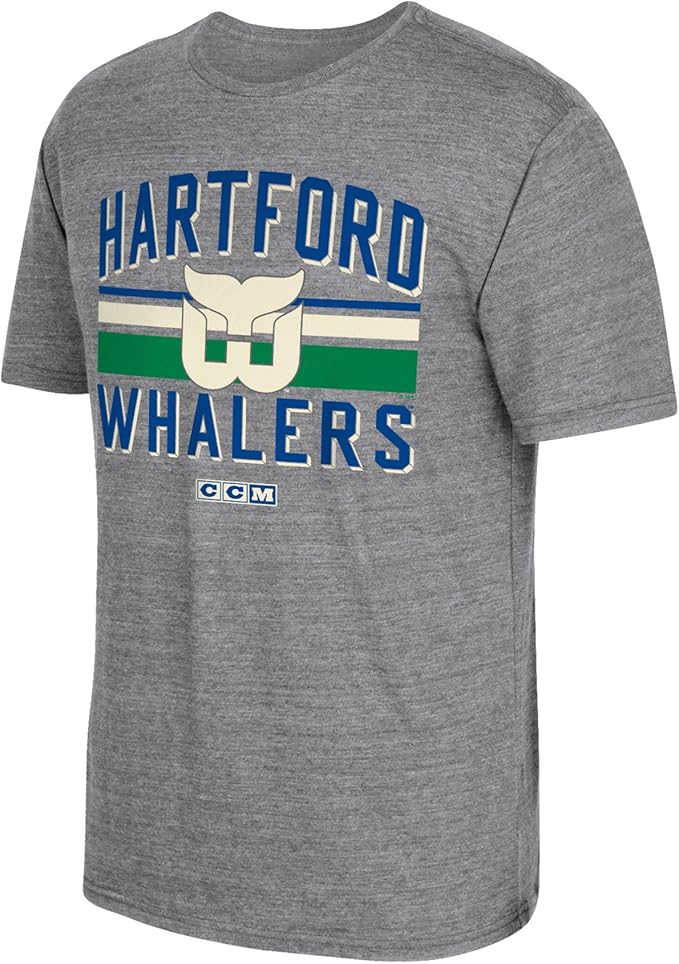 Amazon.com : CCM Hartford Whalers Retro Classic Stripe Tri-Blend T-Shirt : Clothing