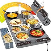 Warming Mat for Food with Roll-Up & Hangable Design, 24"x16" Electric Silicone Food Warmer Trays for Chafing Dishes & Buffet, Portable Food Warmers for Parties with 7-Level Temp 8h Timer (Gray, Large)