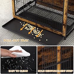 TLSUNNY Dog Crate Furniture, 44.1" Wooden Dog