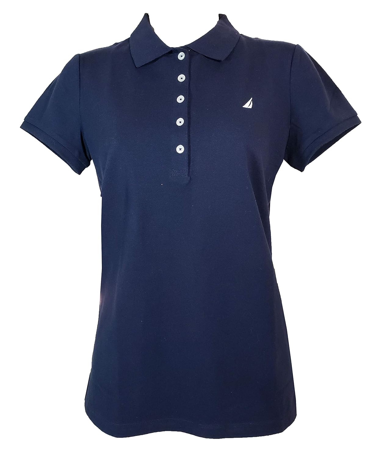 Nautica Women's Short Sleeve Stretch Solid Polo Shirt (Navy, Small