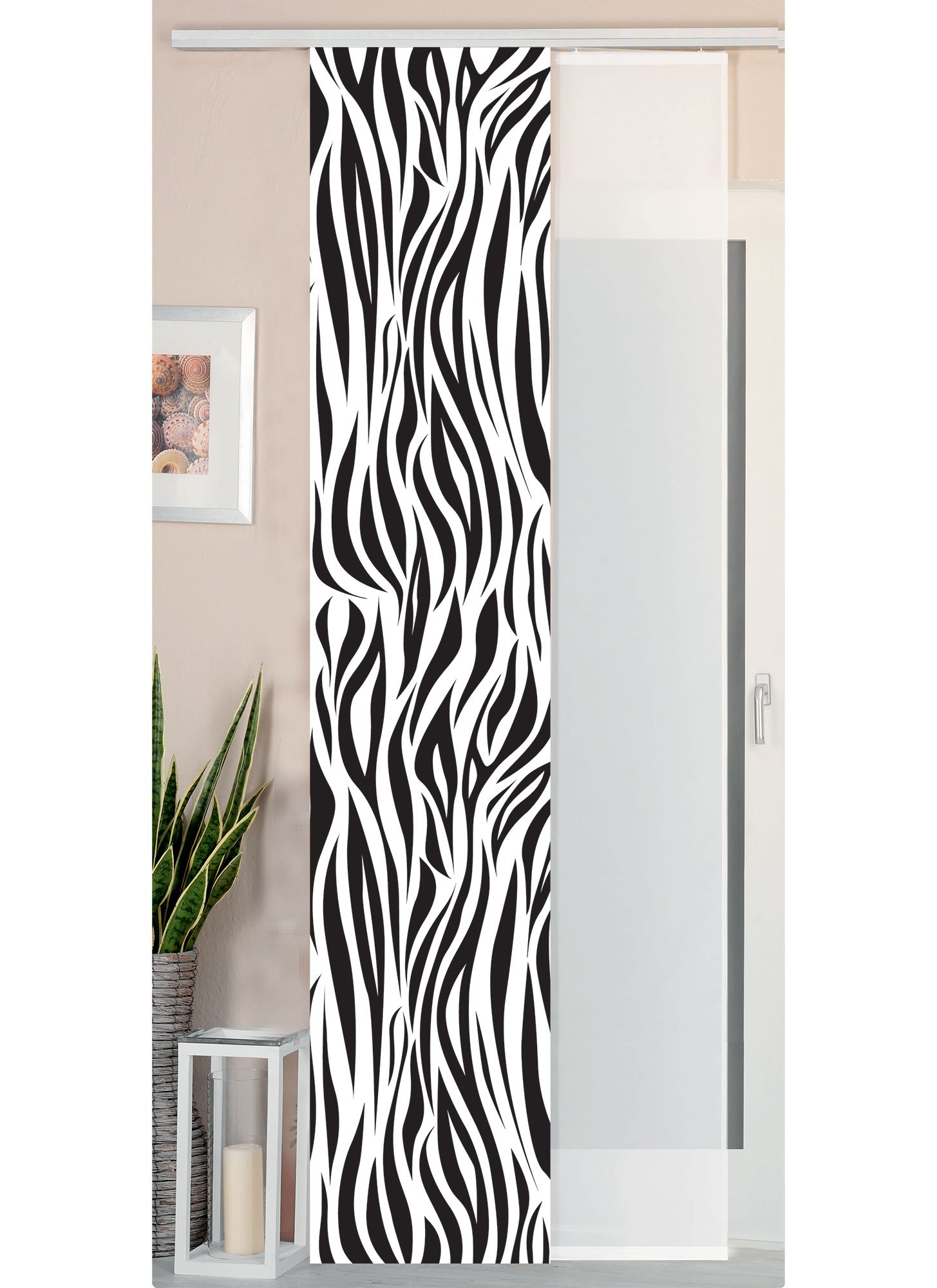 Gardinenbox Zebra Box Sliding/Panel Curtain Silk Effect Polyester and Voile Panel Curtains 245 x 45 cm 2 Units