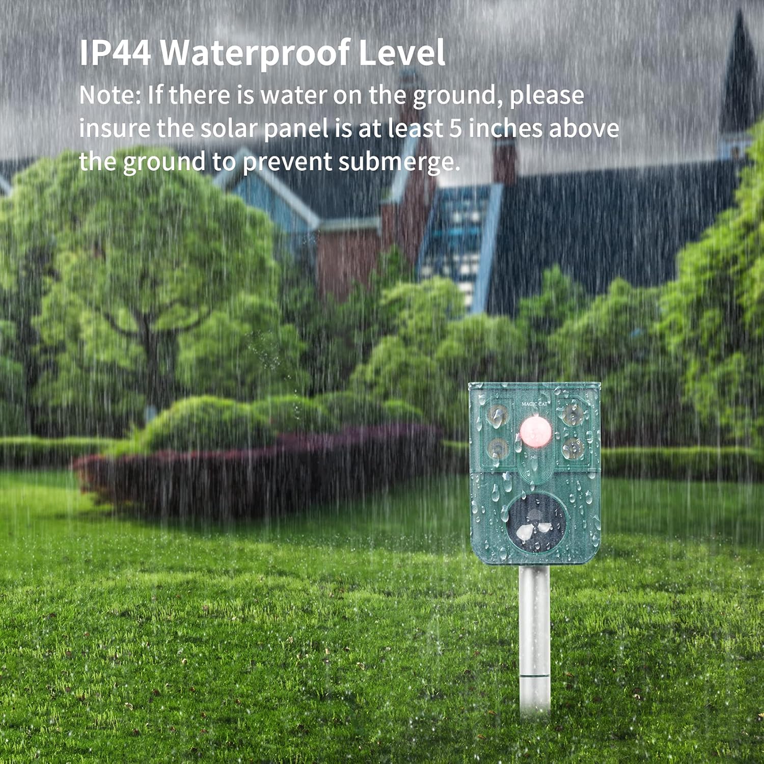 MAGIC CAT Solar Animal Repellent, Ultrasonic 5 in 1 Animal Repeller with Motion Sensor & Flashing Light, Waterproof Garden Yard Farm Repellent for Cat, Dog, Rat, Raccoon, Skunk, Squirrel, Deer, Rabbit : Garden & Outdoor