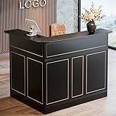 Tribesigns Reception Desk with Storage Shelves, L-Shaped Modern Front Desk, Reception Counter Table for Small Office, Salon, Checkout Office, Black
