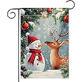 Winter Snowman Snowflake Garden Flag 12x18 Inch Double Sided Reindeer Christmas Yard Outdoor Flag House Holiday Outside Decoration