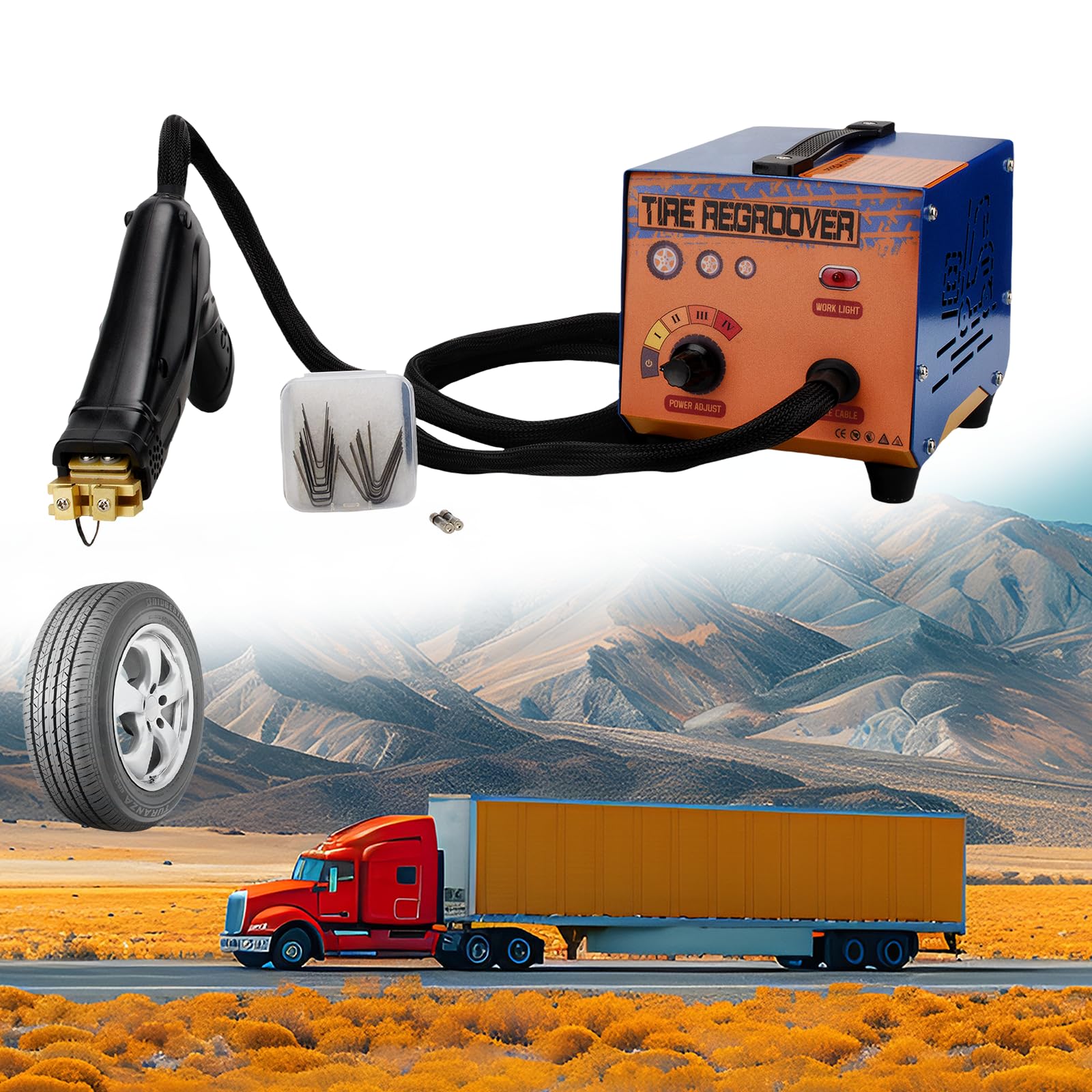 Photo 1 of 1000W Professional Portable Tire Grooving Machine with 20 Blades,Adjustable High Power Tire Regroover Device,Off-Road/Truck Car Rubber Tyre Groover Device,Tool for the Tread Pattern,Retread Old Tire