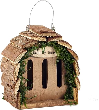Pet Ting Wooden Butterfly Hotel House Natural Wood Hanging Garden Decoration