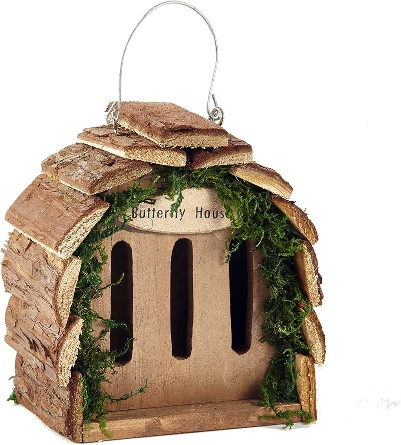 Pet Ting Wooden Butterfly Hotel House Natural Wood Hanging Garden Decoration