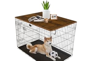HiCaptain Dog Kennel Wood Table Top, 48 inches Wooden Dog Crate Table Topper, Durable Decorative Dog Kennel Table Topper for Large Dogs Rustic Style