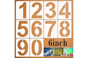 LYPER 6Inch 0 to 9 Large Number Stencils Set, 10Pcs Reusable Curb Address Number Stencils Road Sign Digital Templates for Pai