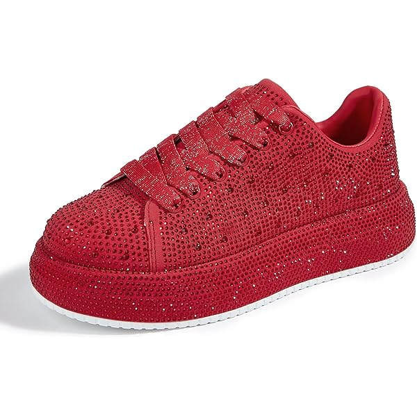 adidas gazelle silver green womens REILY Fuchsia Platform Low-Top Lace-Up Rhinestone Women's Sneaker  Betsey  Johnson