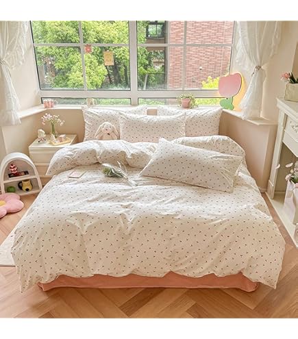 Kawaii Ghost Duvet Cover Set Twin Size | Pink Bow & Hearts Print | Halloween & Cute Bedding For Kids | 1 Pillowcase