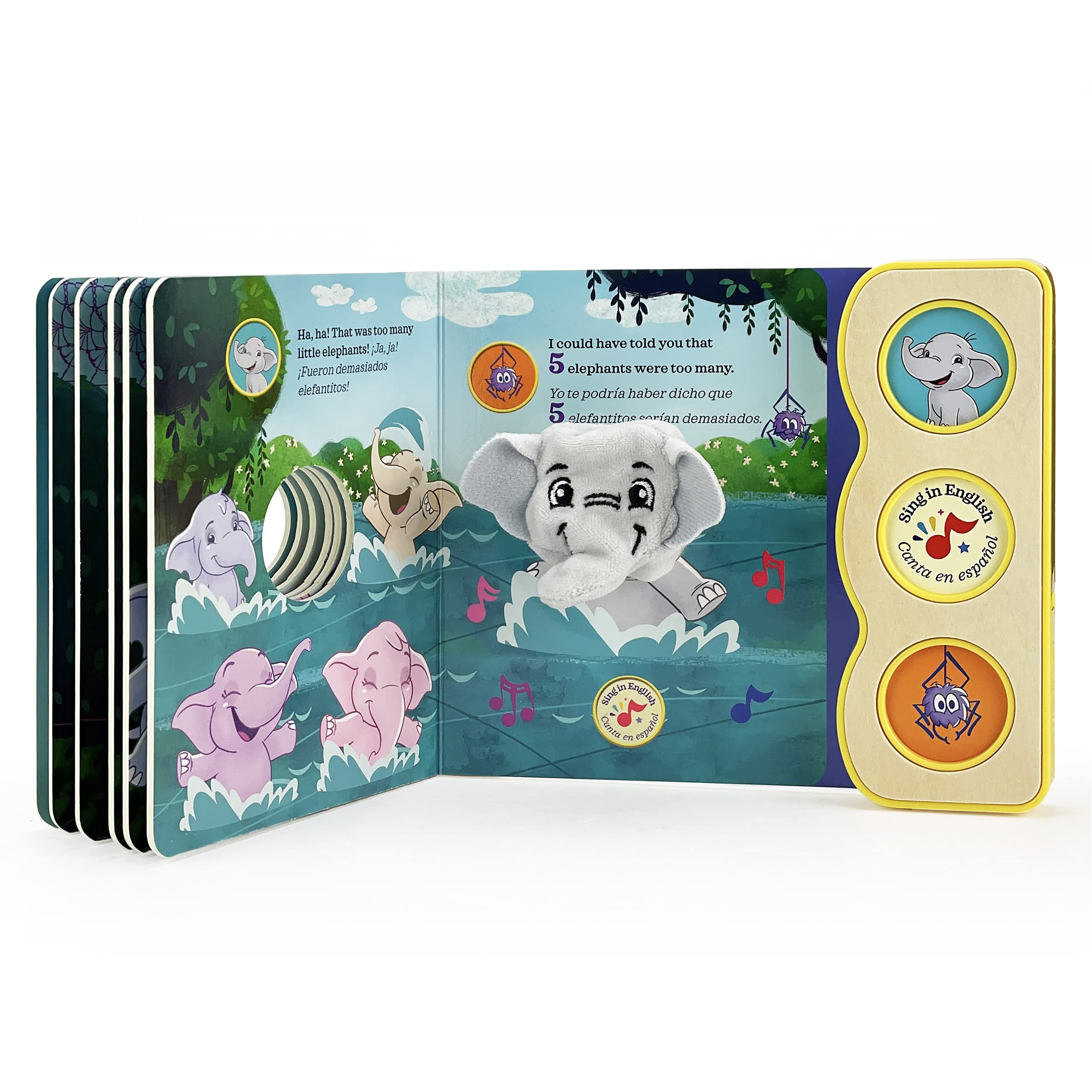 Canticos Little Elephants / Elephantitos - Spanish & English Bilingual Finger Puppet Sound Book for Babies and Toddlers (English and Spanish Edition)