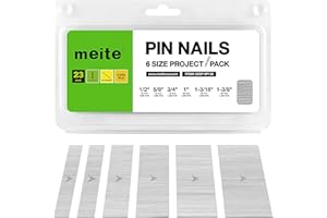 meite 23 Gauge Pin Nails, Assorted 6 Sizes (1/2", 5/8", 3/4", 1", 1-3/16", 1-3/8") Micro Headless Piner Nails - Galvanized 23GA Pins Nails for Nail Gun, Ideal for Trim Work (6,000 Counts)