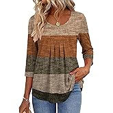 Zeagoo 3/4 Sleeve Tops for Women Crew Neck Blouses Pleated Casual Shirts Fall Work Clothes 2026