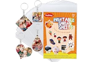 Auihiay 25 Sheets White Printable Shrink Plastic Sheets, Shrink Films Papers for Inkjet Printer Kids DIY Crafts and Mothers Day Gifts Easter Ornament, 8.3 x 11.6 inch / 21 x 29.5 cm