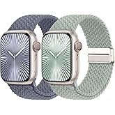 Braided Stretchy Bands with Magnetic Clasp Compatible for Apple Watch Band 38mm 40mm 41mm 42mm 44mm 45mm 46mm 49mm Women Men, Nylon Sport Solo Loop for iWatch Series 11 10 9 8 7 6 5 4 3 Ultra 3 2 1 SE