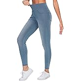 THE GYM PEOPLE Women's High Waisted Jeggings Pants Stretchy Tummy Control Skinny Jean Leggings with Pockets