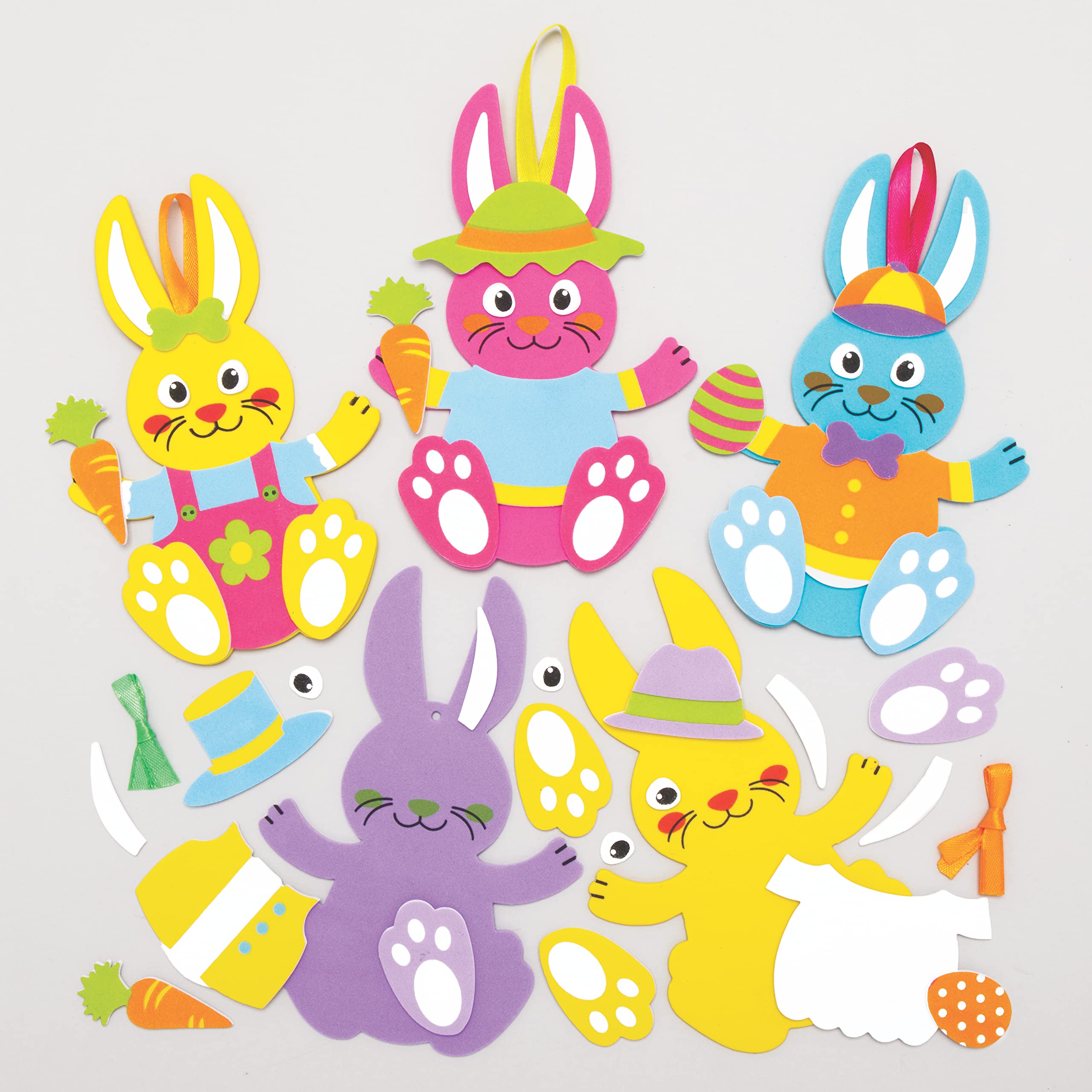 Baker Ross Easter Bunny Mix & Match Decorations - Pack of 8, Easter Crafts for Kids (AX767)