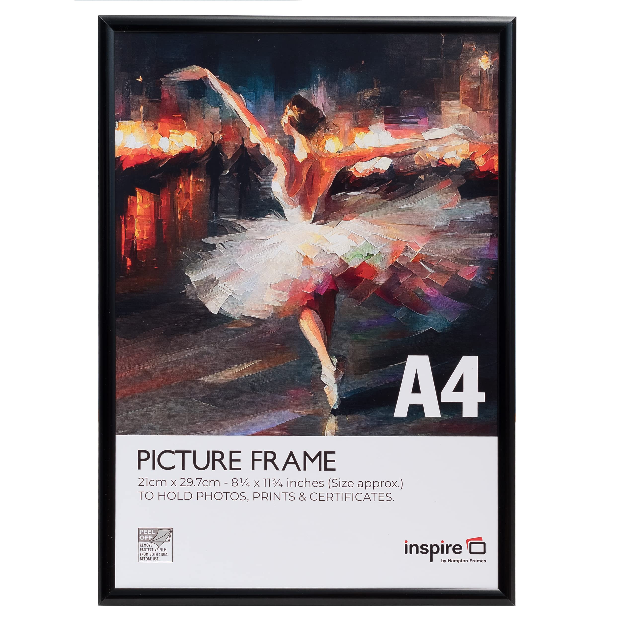 Inspire By Hampton ALUMINIUM A4 (21x30cm) Black Poster Certificate Frame Acrylic (Non-Glass) IBHPAAFA4BBLKX-PK1