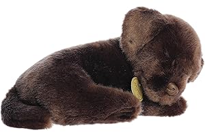 Aurora® Adorable Miyoni® Tots Sleepy Chocolate Lab Pup Stuffed Animal - Lifelike Details Make a Cherished Companion - Perfect for Decorating Bedrooms or Classrooms - 10 Inches