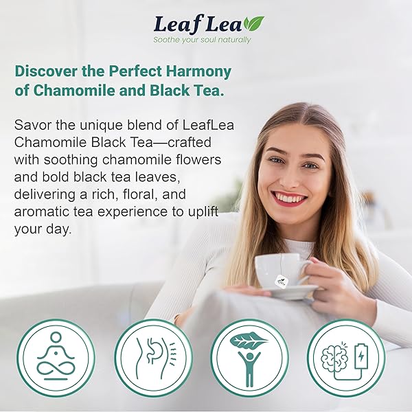 PREMIUM CHAMOMILE AND BLACK TEA – 120 TEA BAGS CHAMOMILE FLOWERS FOR RELAXATION, UNIQUE BLEND OF BLACK TEA, MANZANILLA TEA BAGS CALMS YOUR NERVES, SUPPORTS HEALTHY DIGESTION