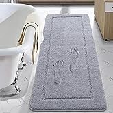LOCHAS Luminous Non Slip Bathroom Rugs Runner 24 x 60 Inch, Extra Soft and Comfy Bath Mats Rug, Absorbent Thick Microfiber Mat Carpets for Shower, Light Gray