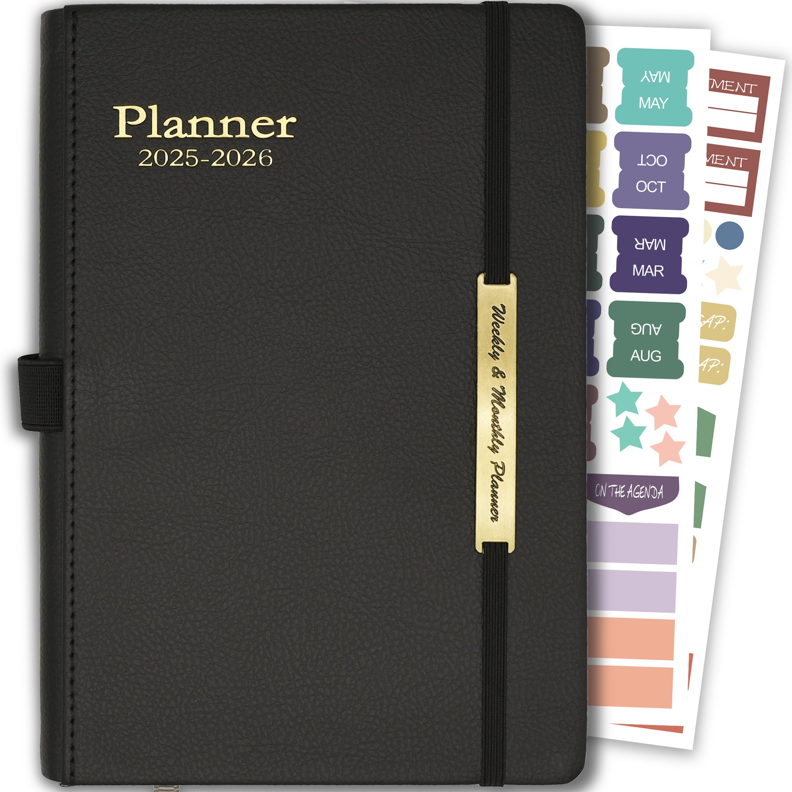 Photo 1 of Day Planner 2025-2026, Hardcover Weekly & Monthly Planner from Jul 2025-Dec 2026, 18 Month Calendar 2025 with Tabs & Pocket, A5 Size, Black
