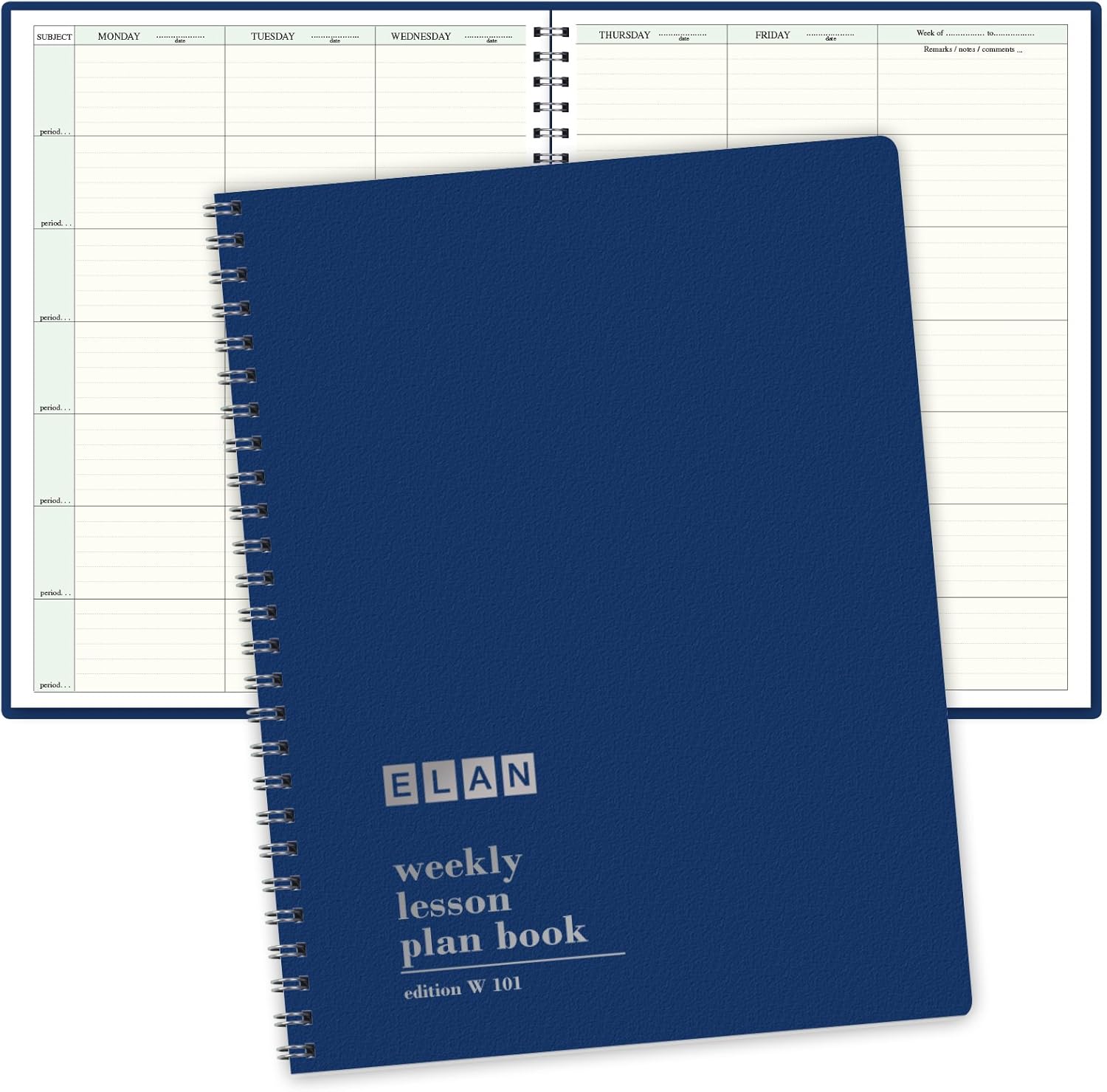 7 Period Teacher Lesson Plan; Days Horizontally Across The Top (W101) : Office Products