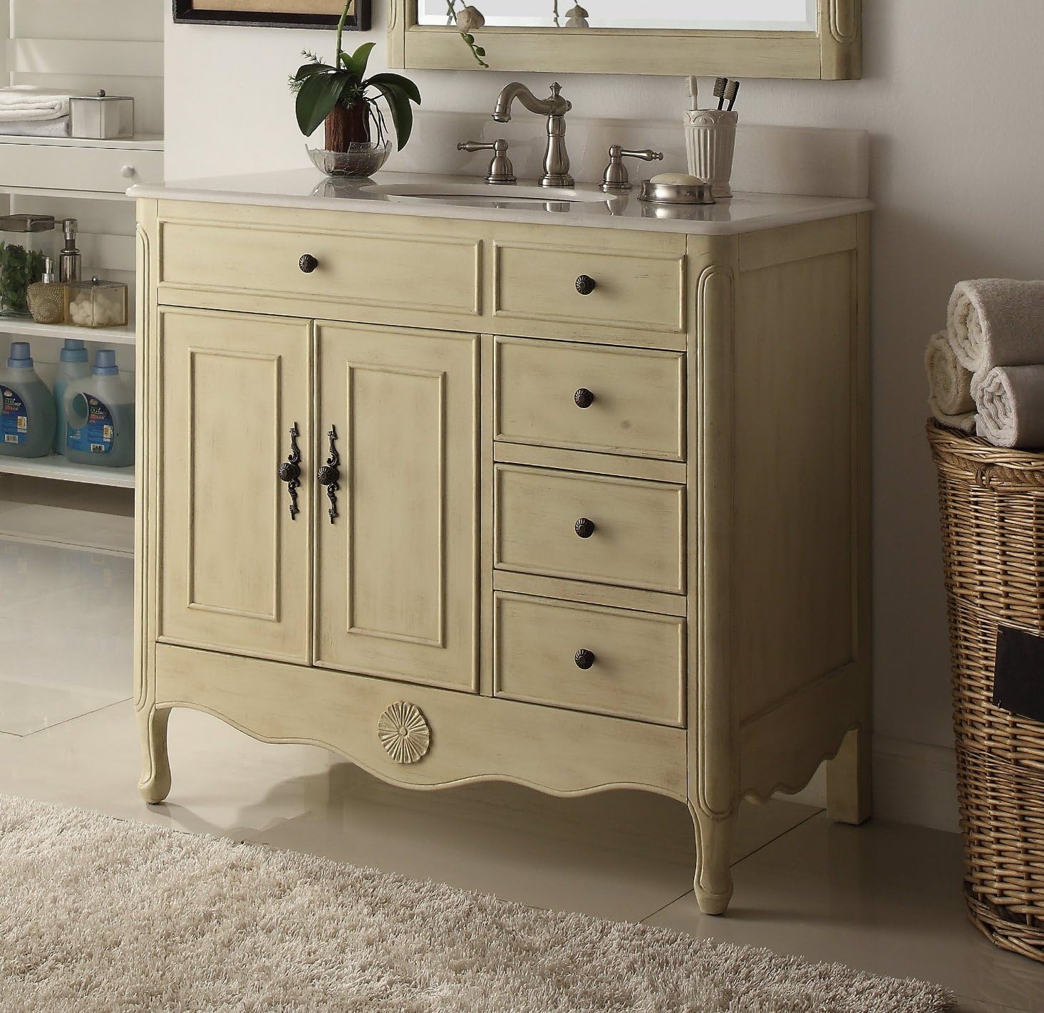 Amazoncom 38 Benton Collection Distressed Cream Daleville Bathroom Sink Vanity Hf 837wp Kitchen Dining Amazoncom 38 Benton Collection Distressed Cream Daleville Bathroom Sink Vanity Hf 837wp Kitchen Dining