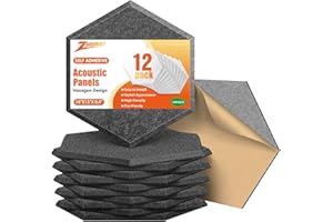 ZHERMAO 12 Pack Self Adhesive Acoustic Panels 14"X13"X 0.4" High Density Sound Proof Foam Panels for Walls, Soundproof Wall Panels, Acoustic Panels Sound Absorbing for Studio, Home and Office (Sesame)