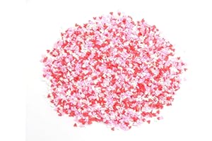 Sowaka 50g Resin Slime Fake Sprinkles Flatback Multi Color Round Tiny Clay Decoration for Charm Filler Fake Candy Chocolate Cupcake Cake Dessert Décor Art Particle (Red - Heart)