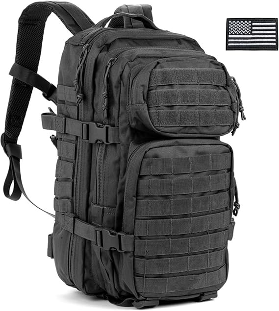 Survival Knight Black Military Backpack, Tactical Molle