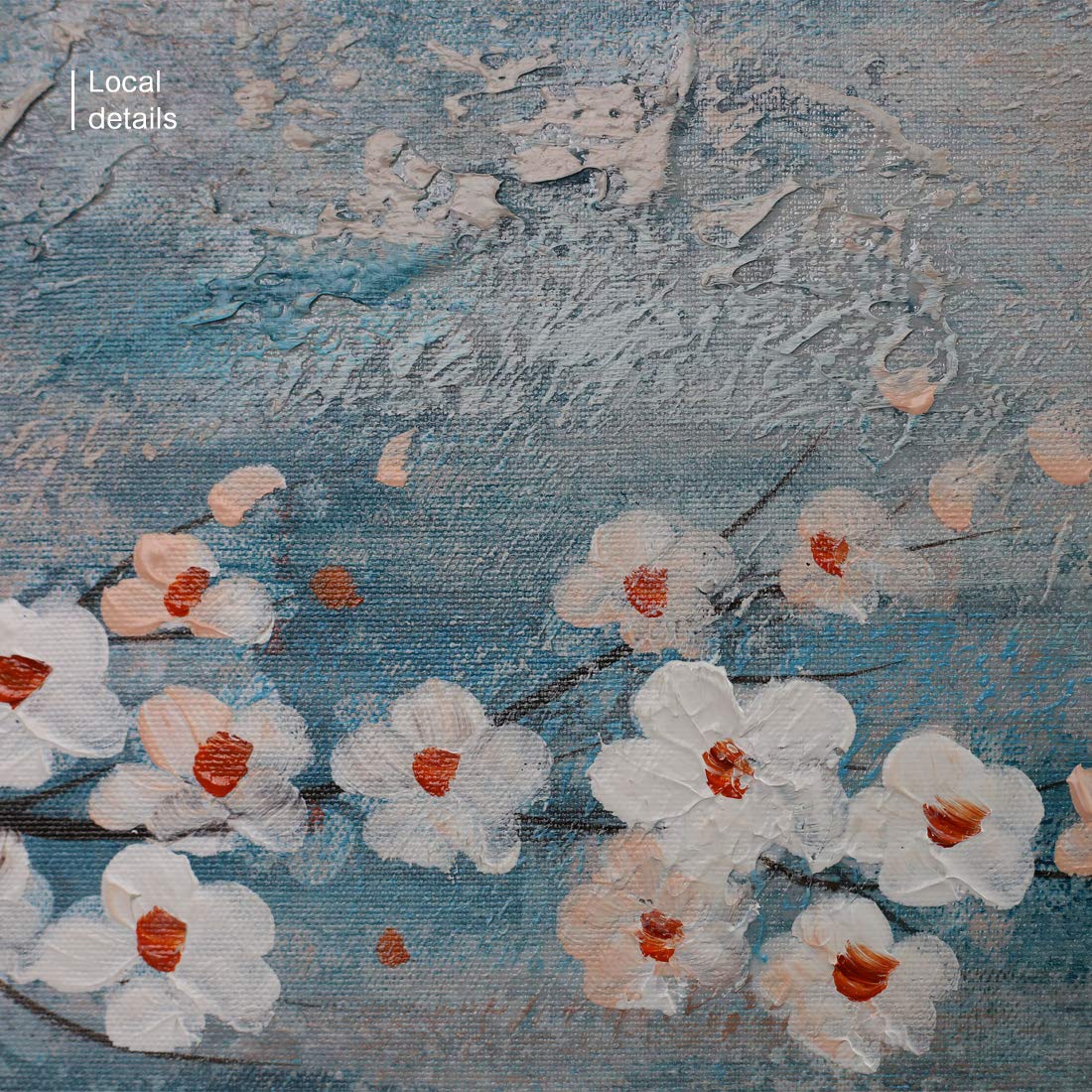 Ejart 3 Piece Wall Art Hand-Painted Framed Flower Oil Painting On Canvas Gallery Wrapped Modern Floral Artwork for Living Room Bedroom Décor Teal Blue Lake Ready to Hang 36\