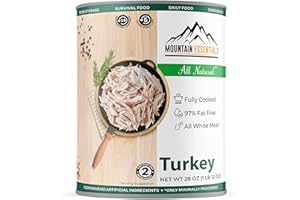 MOUNTAIN ESSENTIALS All Natural Canned Turkey 28 Oz – Fully Cooked, Ready to Eat White Meat – Pantry Staple for Daily Meals, Emergency, Survival & Camping – 5-Year Shelf Life – Made in USA – 1 Pack