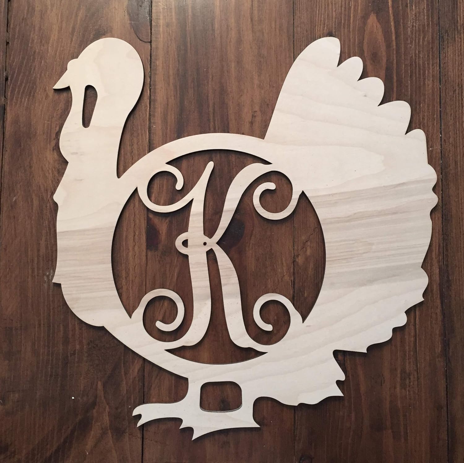 Amazon Com Unfinished Wood Turkey Monogram Hanger Thanksgiving