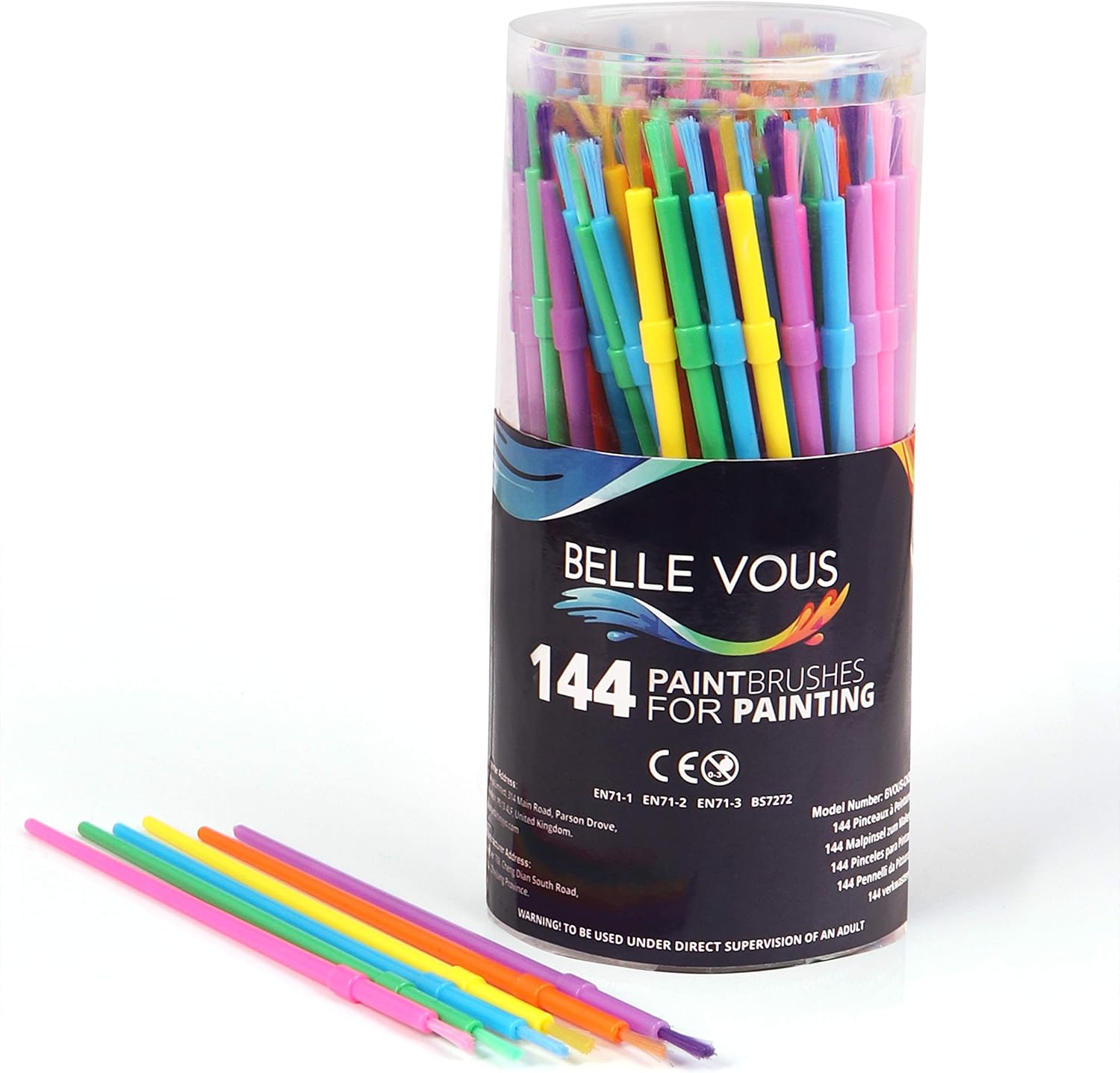 Kids Paint Brushes (144 Pack) Plastic Paint Brush (17 cm) Assorted