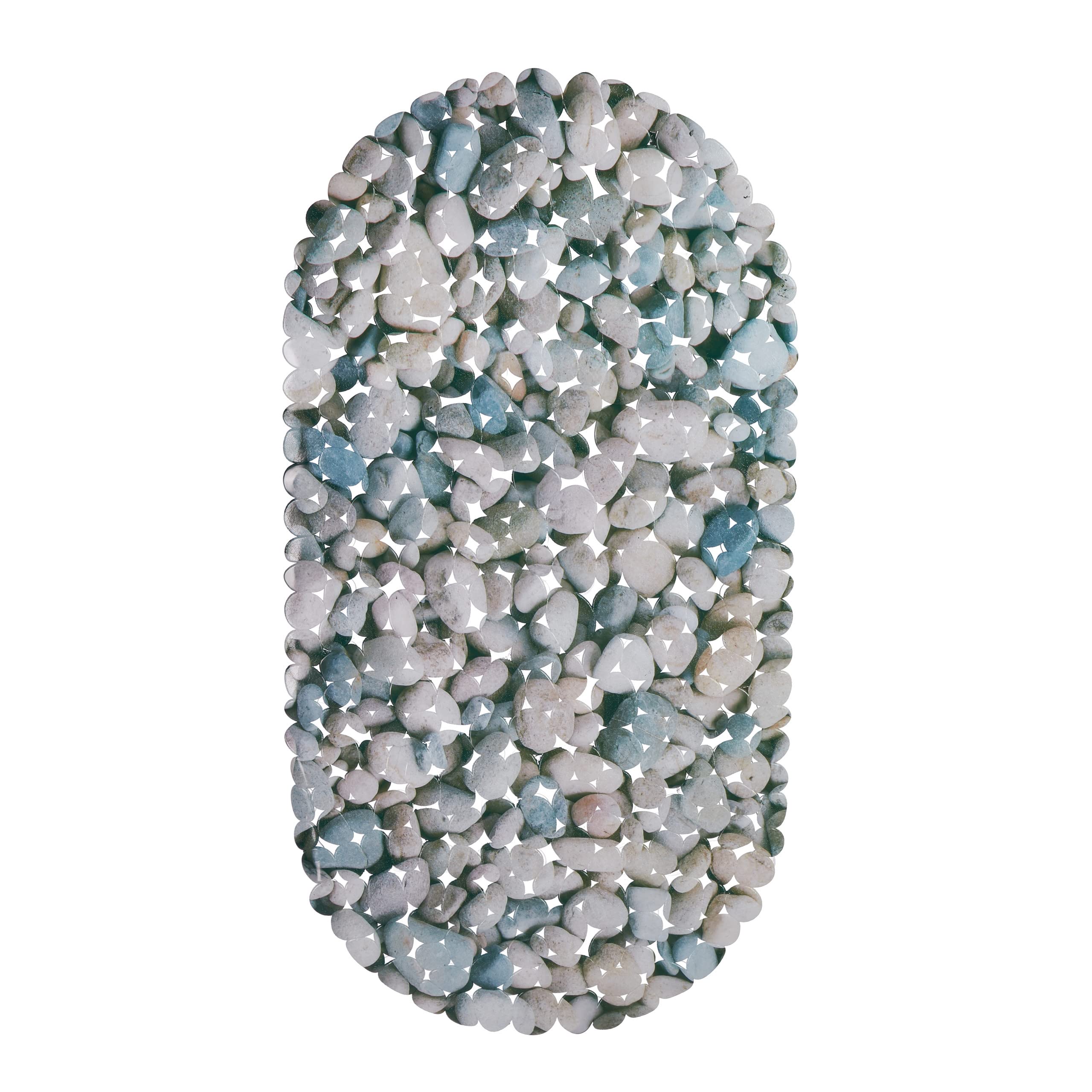 Relaxdays Anti-Slip Bath Mat, Stone-look, Non-Slippery Suction Cups, Washable, W x D: 36 x 68 cm