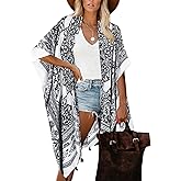 Breezy Lane Women's Kimono Cardigan Summer Swimsuit Coverups Beach Cover Up with Floral Print for Vacation