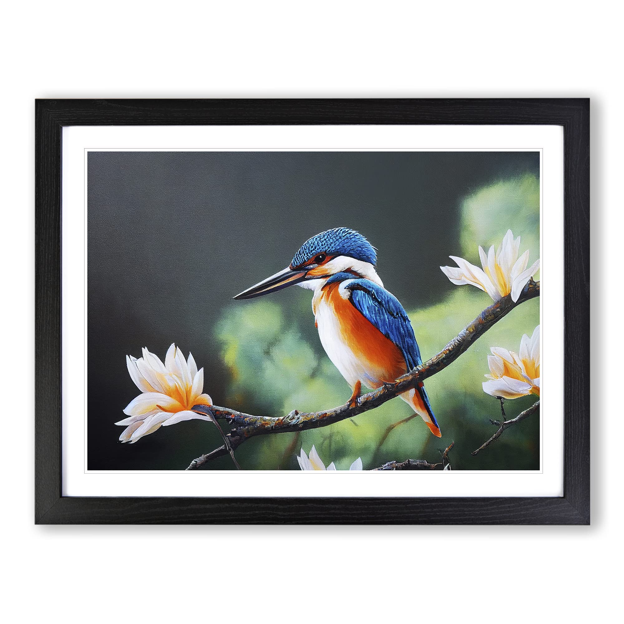 Electrifying Kingfisher Bird Framed Print | A4 Black Framed Wall Art | Ready to Hang | Modern Nature Picture | Living Room Bedroom Lounge Office