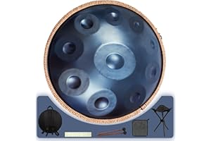 Amkoskr 22 Inch Blue Handpan Drum, 440HZ Handpan Instrument for Beginners